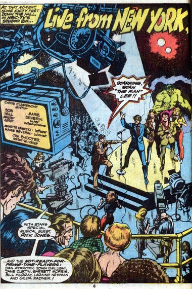 Stan Lee hosting SNL in 1978’s Marvel Team-Up No. 74.